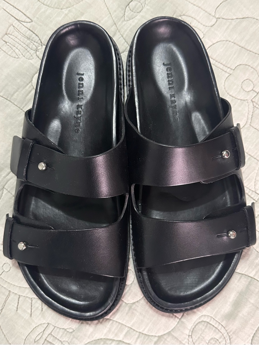 NWOB Jenni Kayne Hutton Slide Sandals Black Leather Slides 39 $395